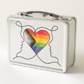Progress Pride Heart Line Art Metall Brotdose (Rückseite)