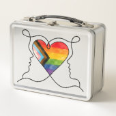 Progress Pride Heart Line Art Metall Brotdose (Vorderseite)