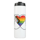 Progress Pride Heart Line Art Thermosbecher (Vorderseite)