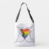 Progress Pride Heart Line Art Tragetaschen Mit Langen Trägern (Rückseite)