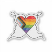 Progress Pride Heart Line Art Vinyl Aufkleber (Vorderseite)