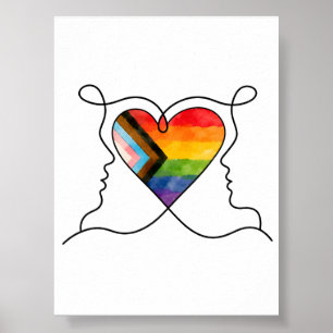 Progress Pride Heart Linienkunst Poster