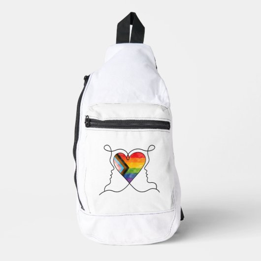 Progress Pride Herz Line Art Crossbody Bag (Vorderseite)