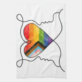 Progress Pride Herz Line Art Geschirrtuch (Vertikal)