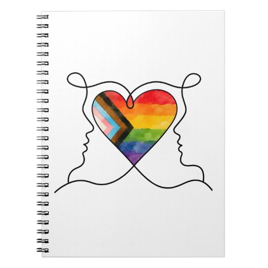 Progress Pride Herz Line Art Notizblock (Vorderseite)