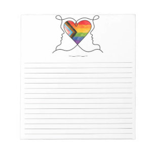 Progress Pride Herz Line Art Notizblock