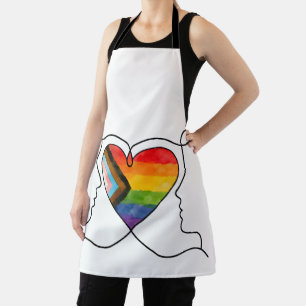 Progress Pride Herz Line Art Schürze