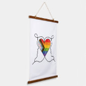 Progress Pride Herz Line Art Wandteppich Mit Holzrahmen (Gewinkelt)