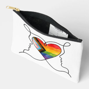Progress Pride Herz Line Art Zubehörtasche