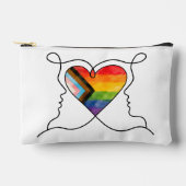 Progress Pride Herz Line Art Zubehörtasche (Vorderseite)