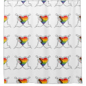 Progress Pride Herz Linienkunst Duschvorhang (Vorderseite)