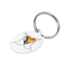 Progress Pride Herz Linienkunst Haustiermarke