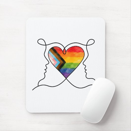 Progress Pride Herz Linienkunst Mousepad (Mit Mouse)
