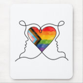 Progress Pride Herz Linienkunst Mousepad (Vorne)