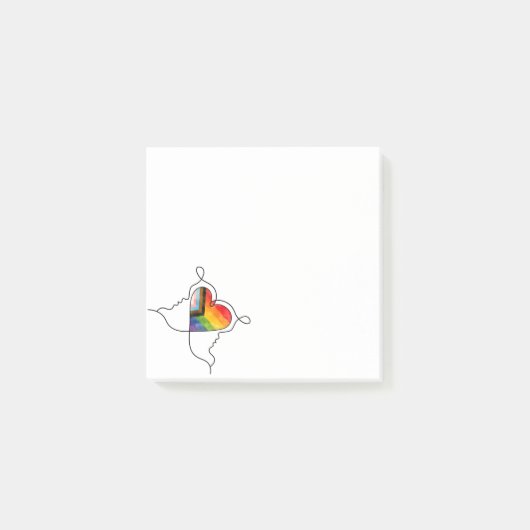 Progress Pride Herz Linienkunst Post-it Klebezettel (Vorderseite)