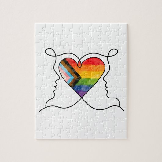 Progress Pride Herz Linienkunst Puzzle (Vertikal)
