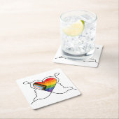 Progress Pride Herz Linienkunst Rechteckiger Pappuntersetzer (Vor Ort)
