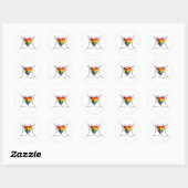 Progress Pride Herz Linienkunst Runder Aufkleber (Blatt)