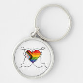 Progress Pride Herz Linienkunst Schlüsselanhänger (Vorne)