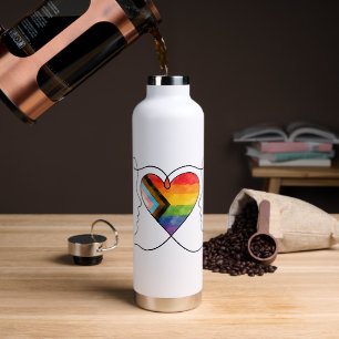 Progress Pride Herz Linienkunst Trinkflasche