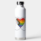Progress Pride Herz Linienkunst Trinkflasche (links)