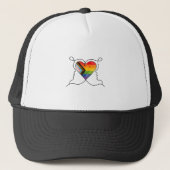 Progress Pride Herz Linienkunst Truckerkappe (Vorderseite)
