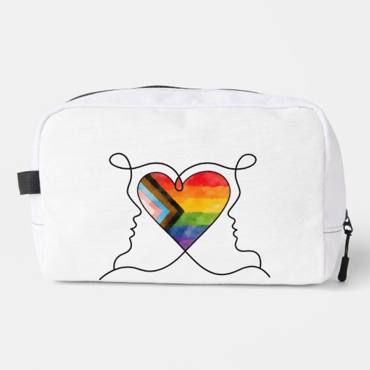 Progress Pride Herz Linienkunst Waschbeutel (Vorderseite)