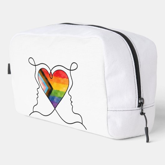 Progress Pride Herz Linienkunst Waschbeutel (Rechte Ecke)