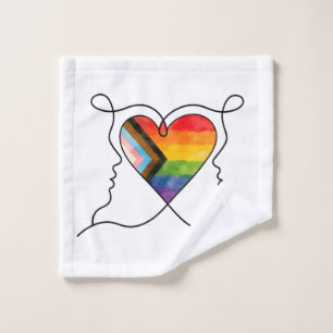 Progress Pride Herz Linienkunst Waschlappen
