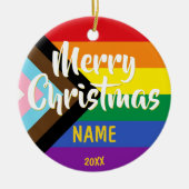 Progress Pride LGBT Rainbow Personalisiert Weihnac Keramik Ornament (Vorne)
