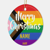 Progress Pride LGBT Rainbow Personalisiert Weihnac Keramik Ornament (Links)