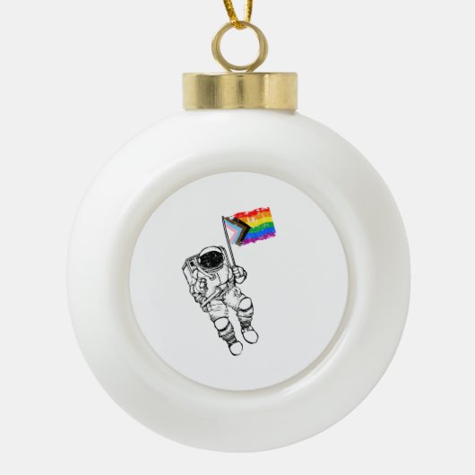 Progress Pride Moonman beunruhigt Keramik Kugel-Ornament (Vorderseite)