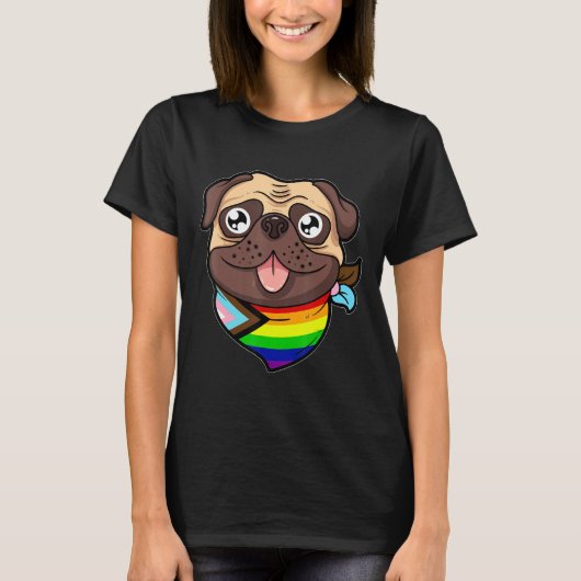 Progress Pride Mops Puppy Dog Gay Rights T-Shirt (Vorderseite)
