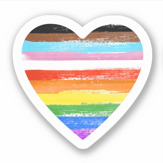 Progress Pride Painted Heart Aufkleber (Vorderseite)