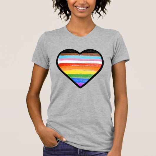 Progress Pride Painted Heart T-Shirt (Vorderseite)