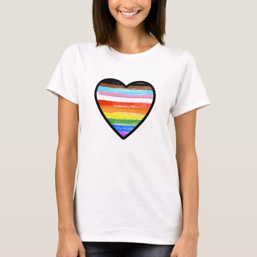 Progress Pride Painted Heart T-Shirt (Vorderseite)