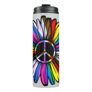 Progress Pride Peace Daisy - LGBTQ+-Liebe gewinnt Thermosbecher