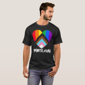 Progress Pride Rainbow Flag Inklusivität Herzstück T-Shirt (Vorne ganz)