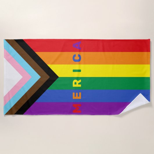 Progress Pride Rainbow Merica Gay America Custom Strandtuch (Vorderseite)