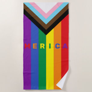 Progress Pride Rainbow Merica Gay America Custom Strandtuch