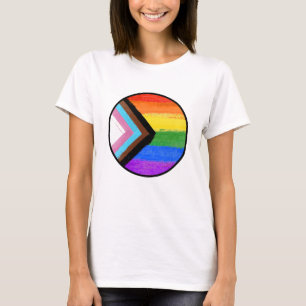 Progress Pride Streifen Bemalter Knopf T-Shirt