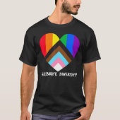 Progress Prie Rainbow Flag Inklusivität Herzkranz T-Shirt (Vorderseite)