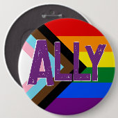 Progress Prilag Flag Ally Grunge Schriftart Button (Vorne & Hinten)