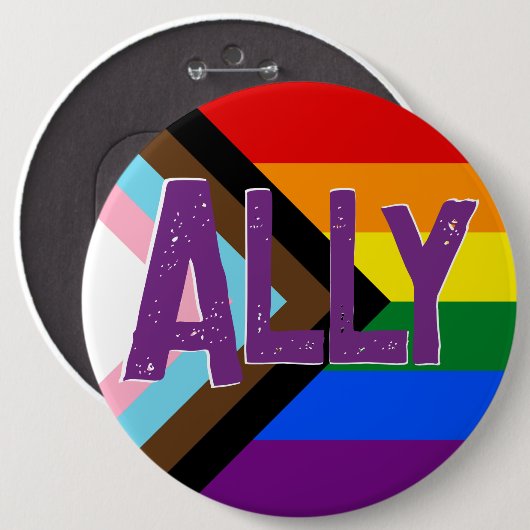 Progress Prilag Flag Ally Grunge Schriftart Button (Vorne & Hinten)