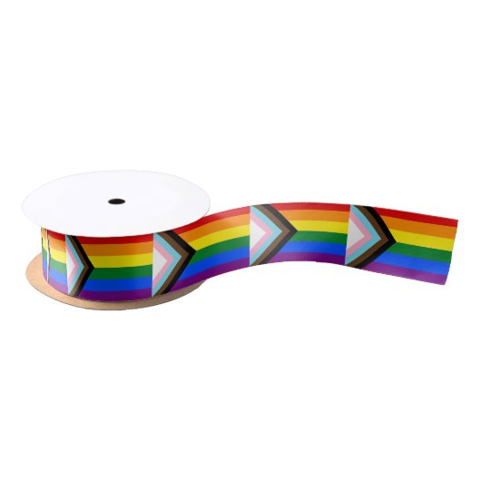 Progress Rainbow Flag Band, Prix Flag & LGBTQ Satinband (Spule)