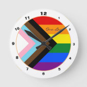 Progress Rainbow Flag Elegant, Modern Zuhause / Pr Runde Wanduhr (Vorderseite)