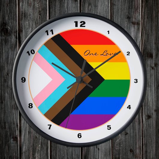 Progress Rainbow Flag Elegant, Modern Zuhause / Pr Runde Wanduhr