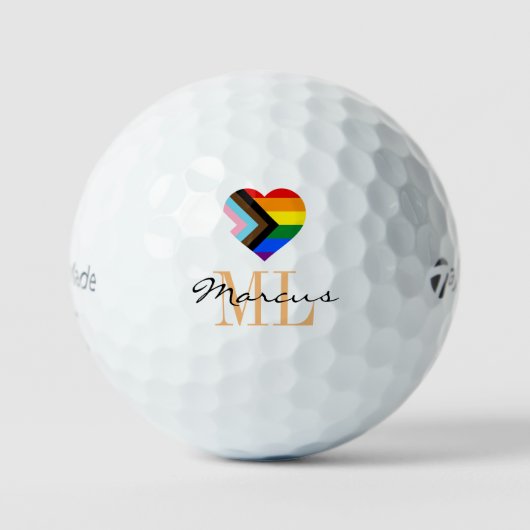 Progress Rainbow Flag Golf Balls Mit Monogramm LGB Golfball (Vorderseite)