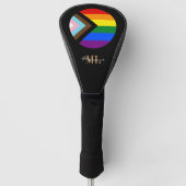 Progress Rainbow Flag golf, mit Monogramm / LGBTQ Golf Headcover (Vorderseite)