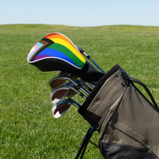 Progress Rainbow Flag Golf, Pride Golf / LGBTQ Headcover (In SItu)